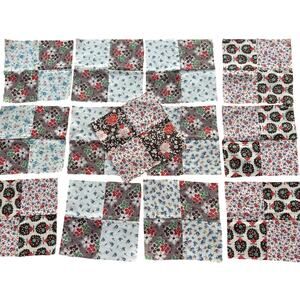 Hand Sewn Patchwork quilt squares or blocks a lot of 13 1940's vintage cotton